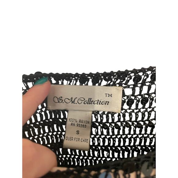 Vintage Crochet Lace Sequins Classy Elegant Glam Gatsby Blouse S.M. Collection S - Picture 2 of 4